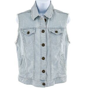 Bullhead Denim Distressed Pinstripe Striped Jean Vest Medium